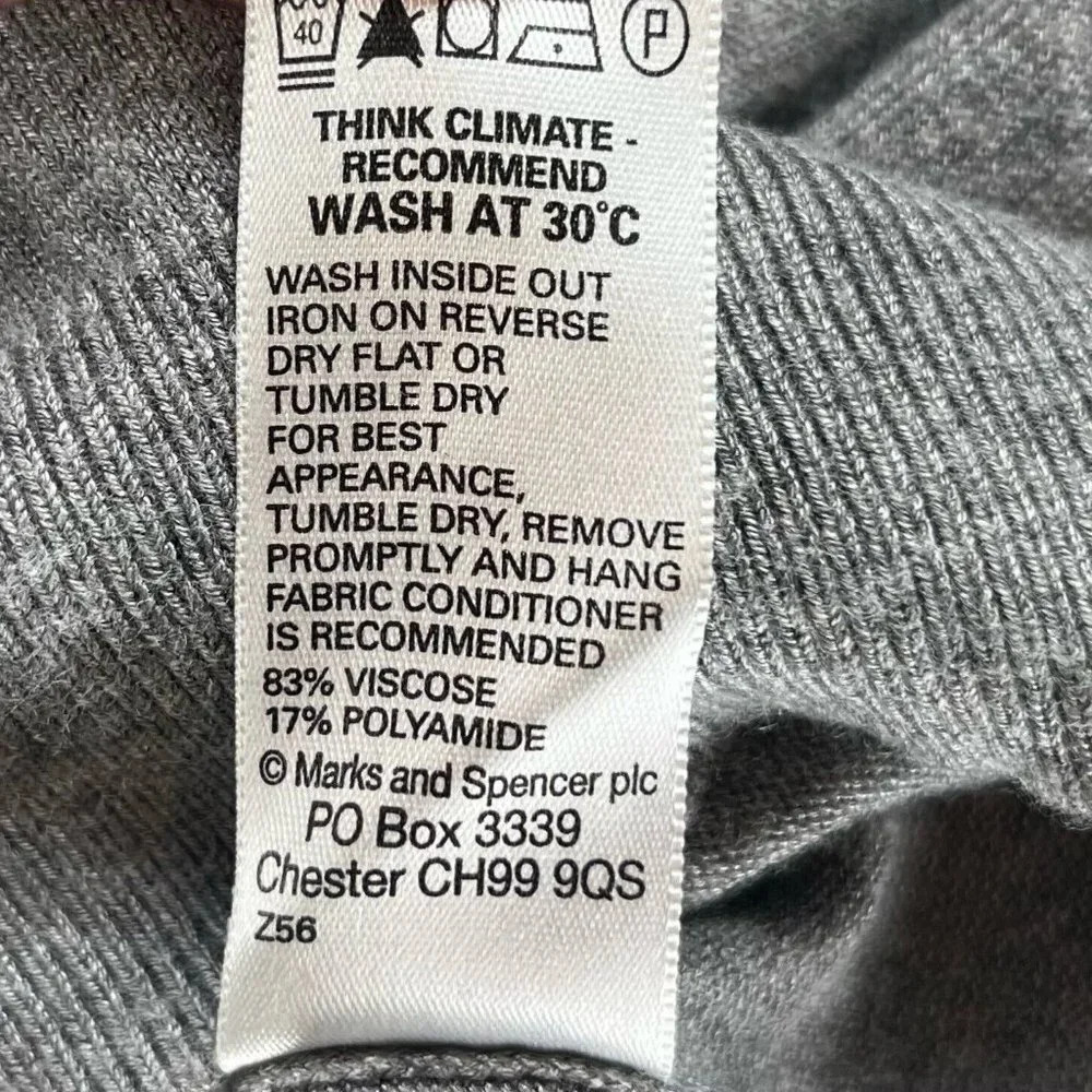 Marks & Spencer Sweater Womens Sz UK12 S Viscose Blend 3/4 Sleeve Pullover Gray - Picture 12 of 12